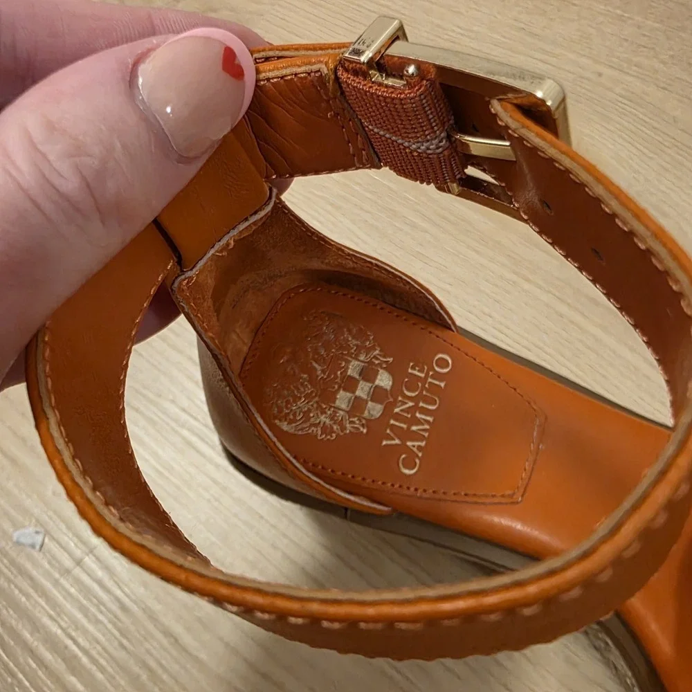 Vince Camuto Orange Adjustable Summery Tropical Espadrille Wedge Sandals Sz 8.5M